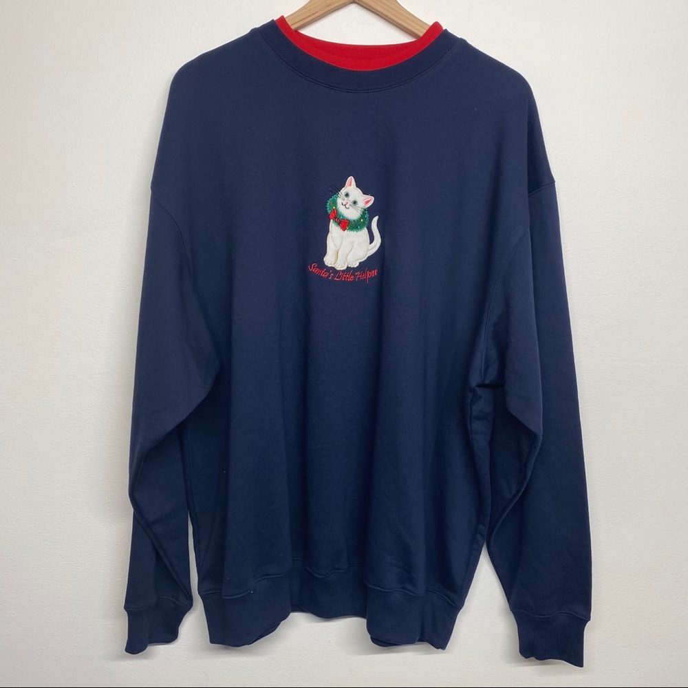 Vintage Cat Christmas Crewneck Sweater 2X